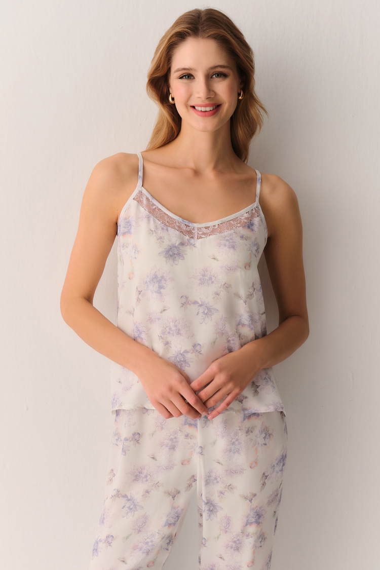 Lila Desenli Lilac Atlet Pantolon Pijama Takımı