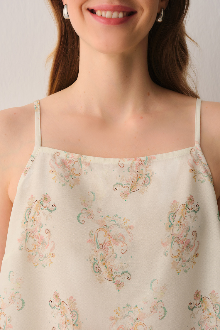 Bej Desenli Rustic Atlet Şort Pijama Takımı