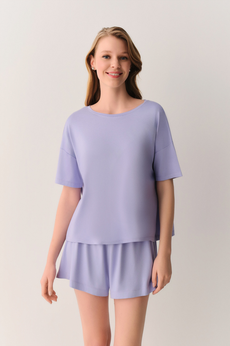 Lila Amy Şort Pijama Takımı