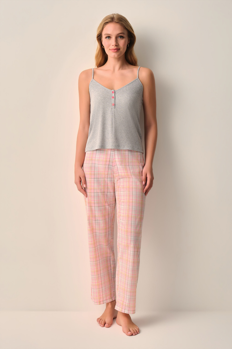 Ekose Baskılı Lily Atlet Pantolon Pijama Takımı