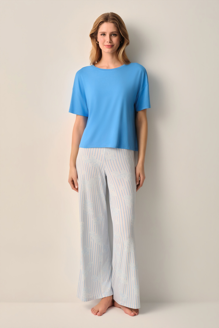 Mavili Lady Pijama Takımı