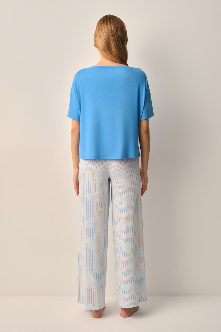 Mavili Lady Pijama Takımı