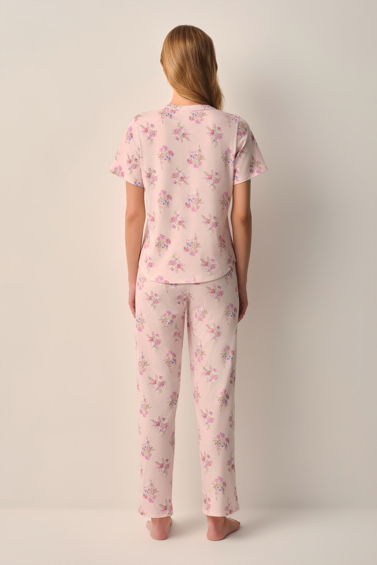 Pembe Alessi Pamuklu Gömlek Yaka Pijama Takımı