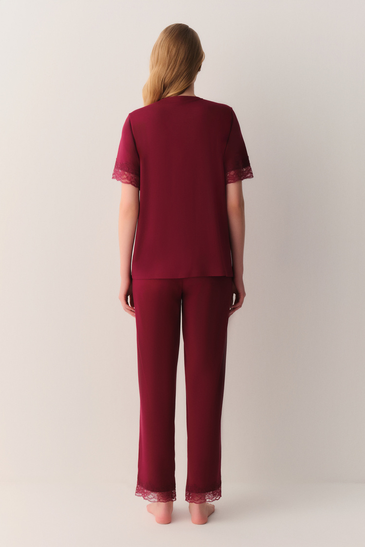 Bordo Catrine Pijama Takımı