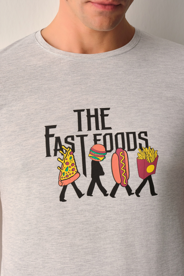 Siyah Fastfood Erkek Şort Pijama Takımı