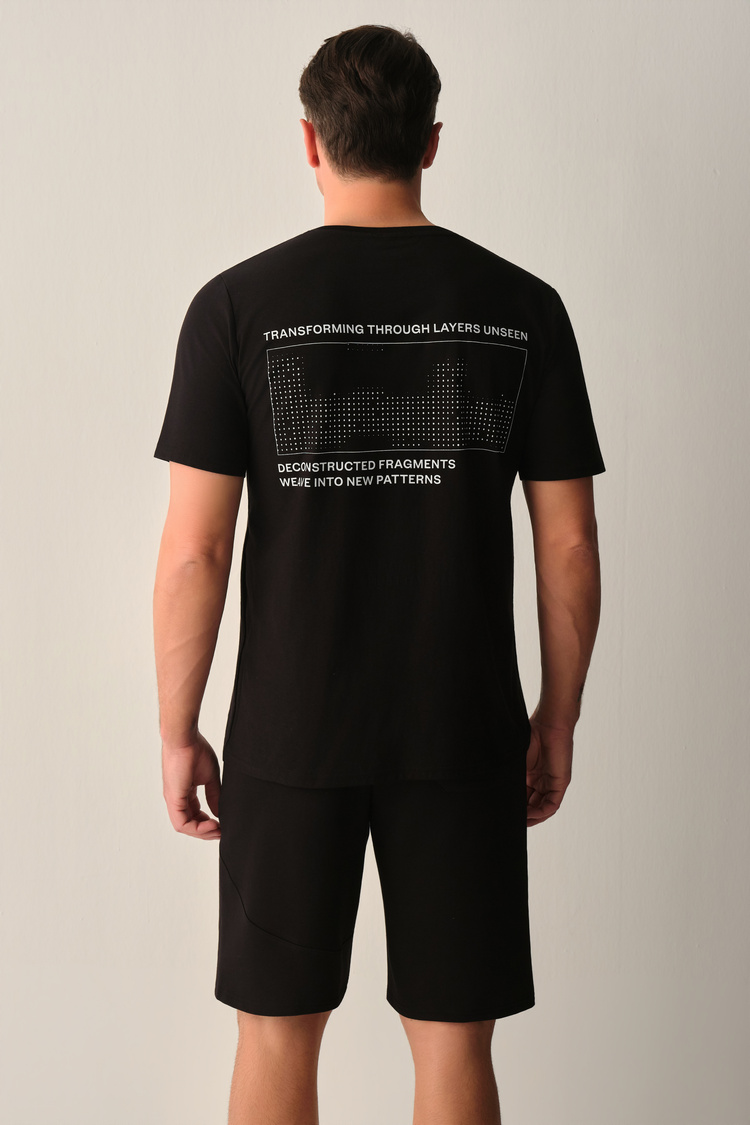Siyah Meta Erkek Şort Pijama Takımı