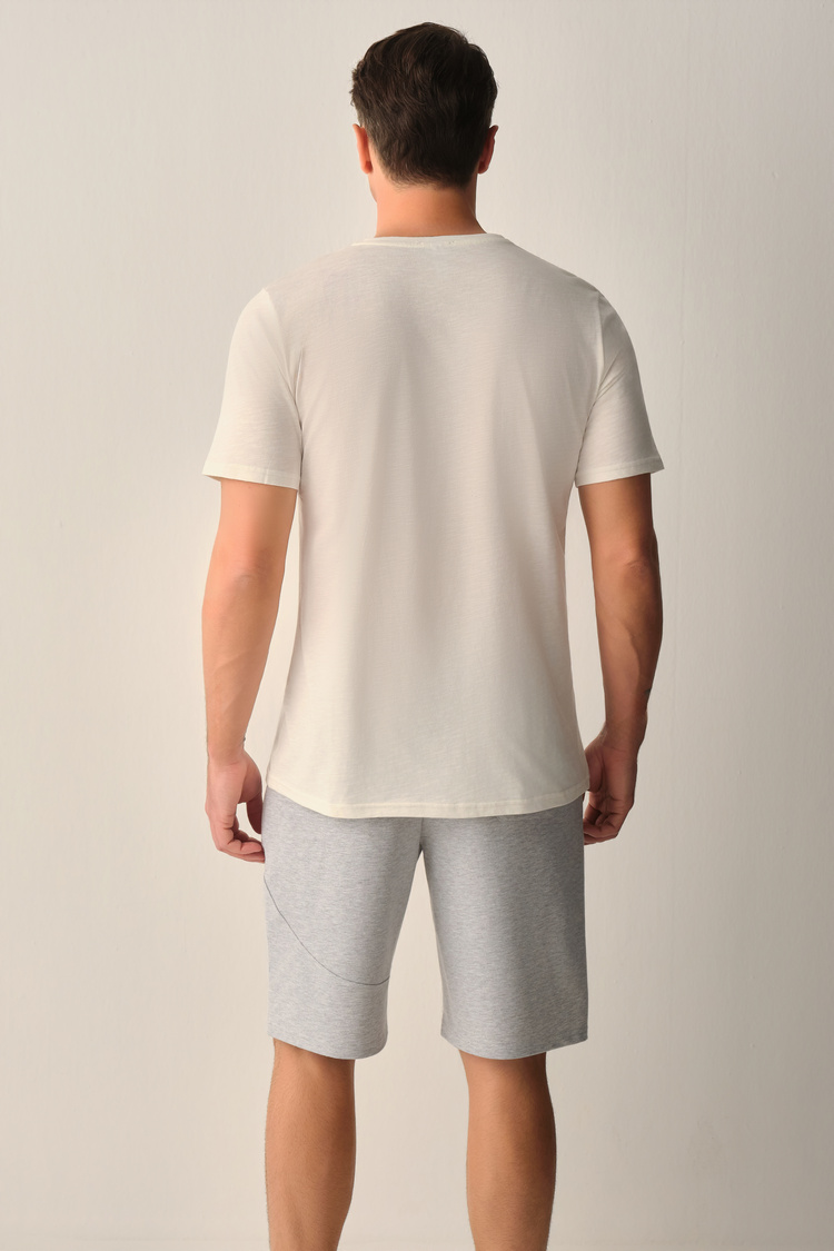 Gri Melanj Mountain Erkek Şort Pijama Takımı
