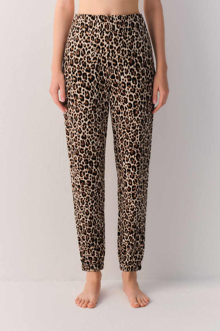 Leopar Desenli Leo Lunge Sport Pantolon