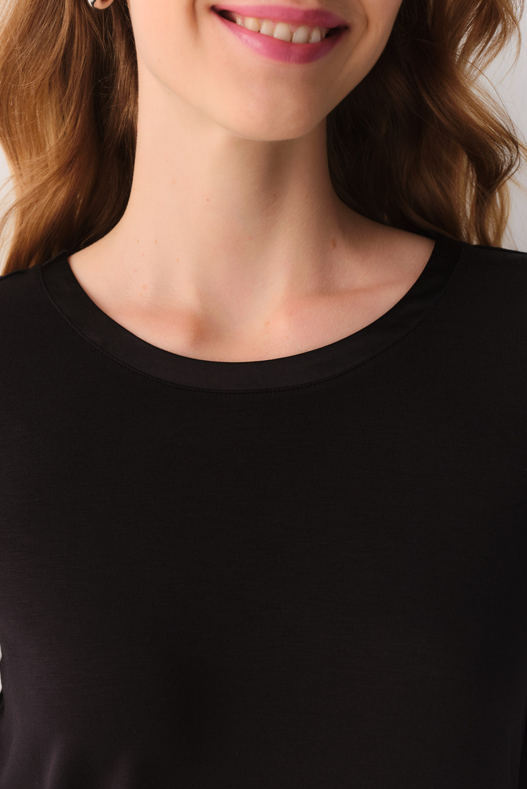 Siyah Modal Luxe Uzun Kollu T-Shirt