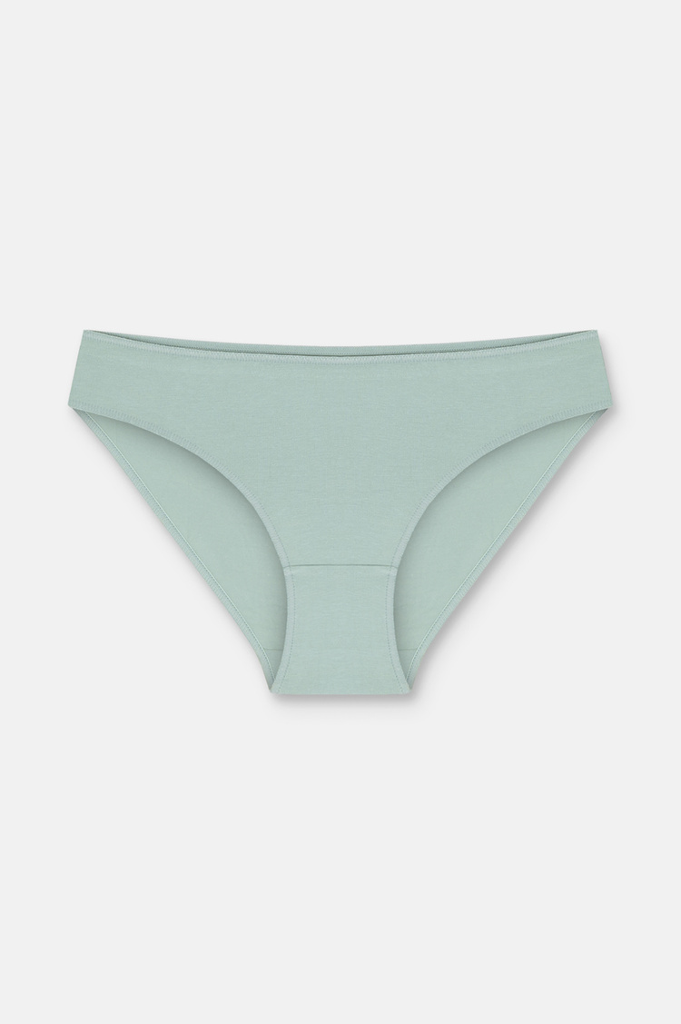 Çağla Yeşili / Gri / Vizon 3'lü Pamuklu Basic Normal Bel Slip Külot