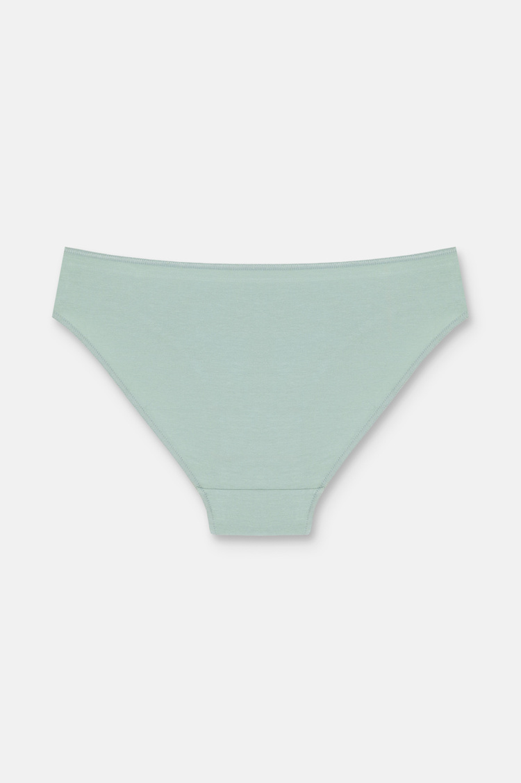 Çağla Yeşili / Gri / Vizon 3'lü Pamuklu Basic Normal Bel Slip Külot