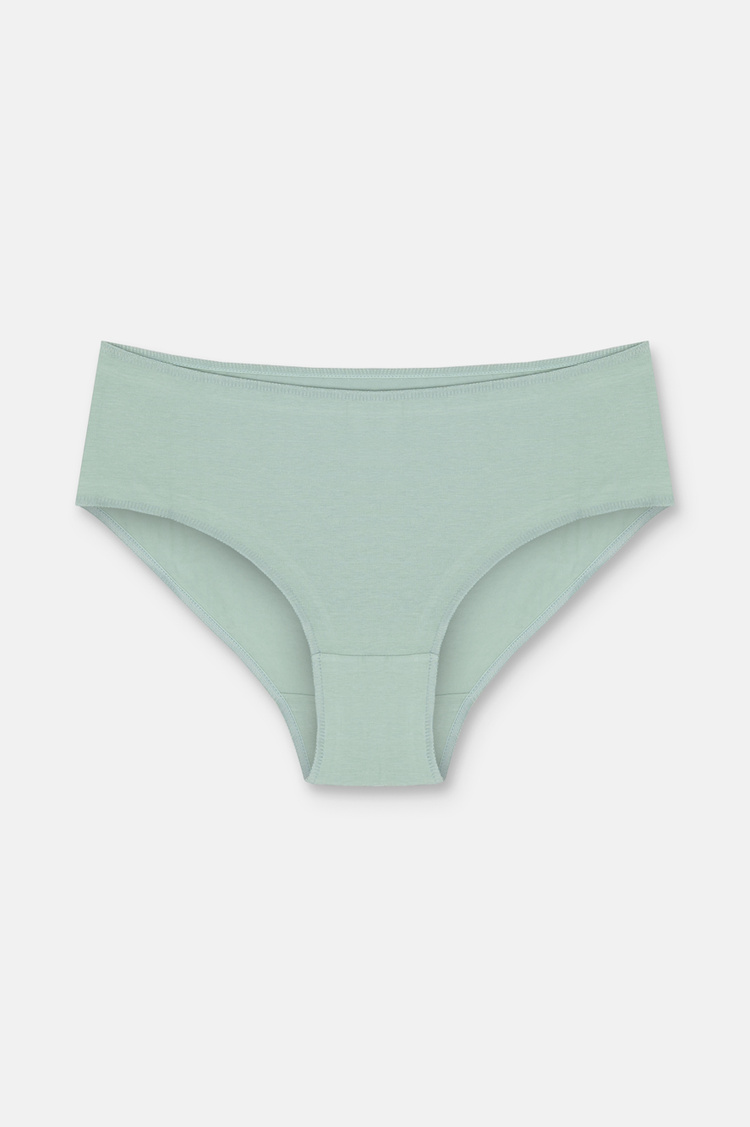 Çağla Yeşili / Gri / Vizon 3'lü Pamuklu Basic Yüksek Bel Slip Külot