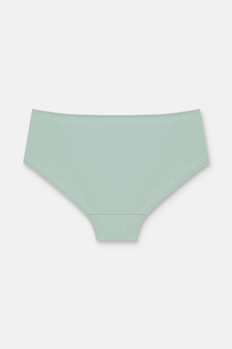 Çağla Yeşili / Gri / Vizon 3'lü Pamuklu Basic Yüksek Bel Slip Külot
