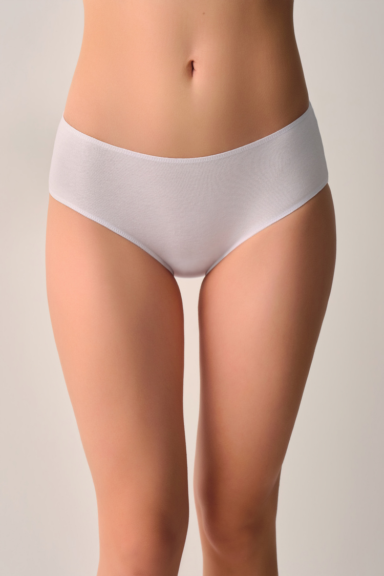 Beyaz / Beyaz / Beyaz 3'lü Pamuklu Basic Yüksek Bel Slip Külot