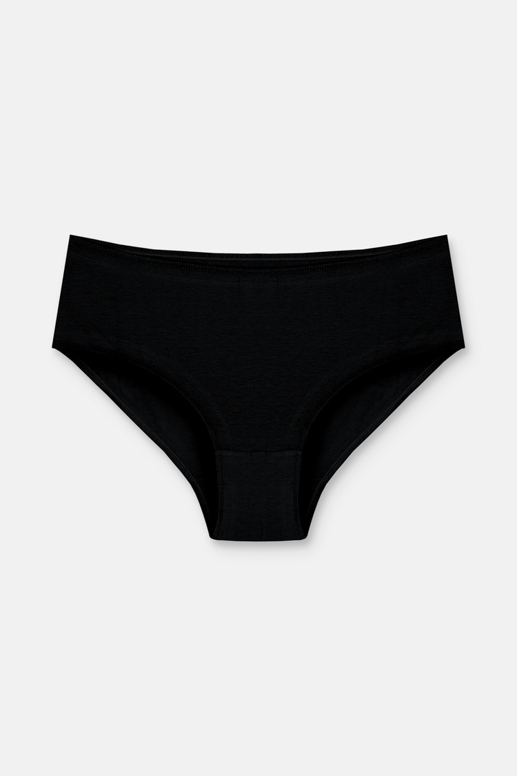 Siyah / Siyah / Siyah 3'lü Pamuklu Basic Yüksek Bel Slip Külot
