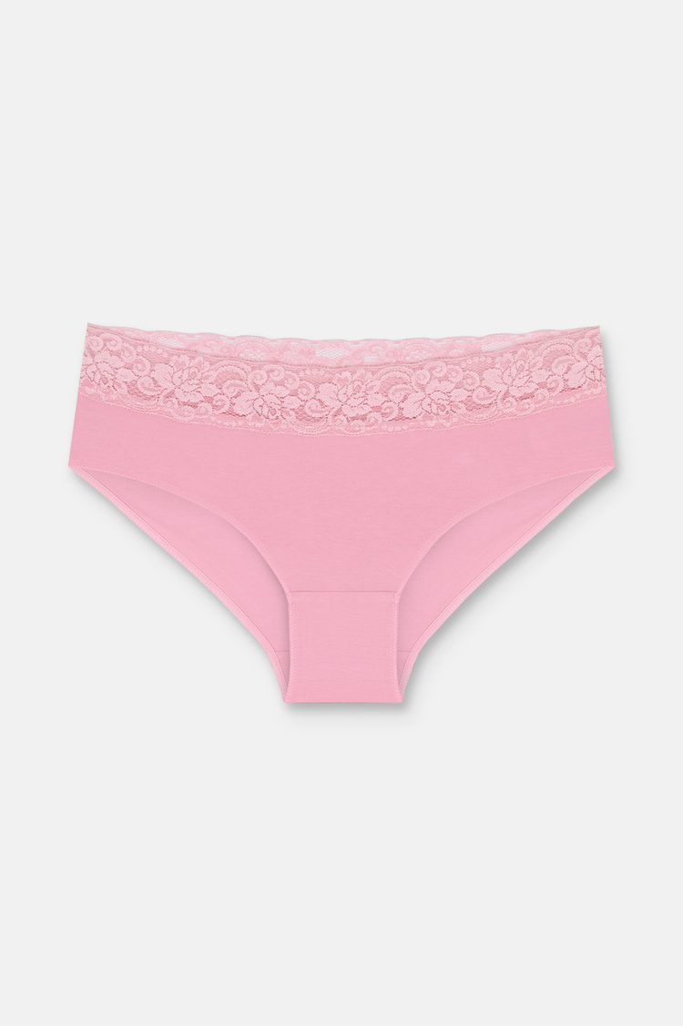 Ekru / Vizon / Pembe 3'lü Pamuklu Dantelli Normal Bel Hipster Külot