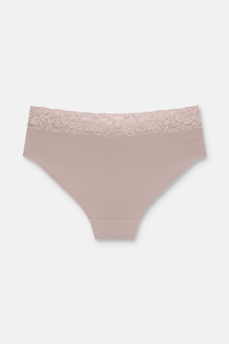 Ekru / Vizon / Pembe 3'lü Pamuklu Dantelli Normal Bel Hipster Külot