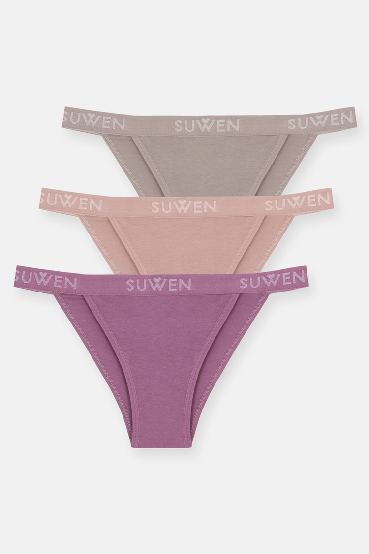 Purple / Pink / Cappucino 3 P Suwen Elastic Slip