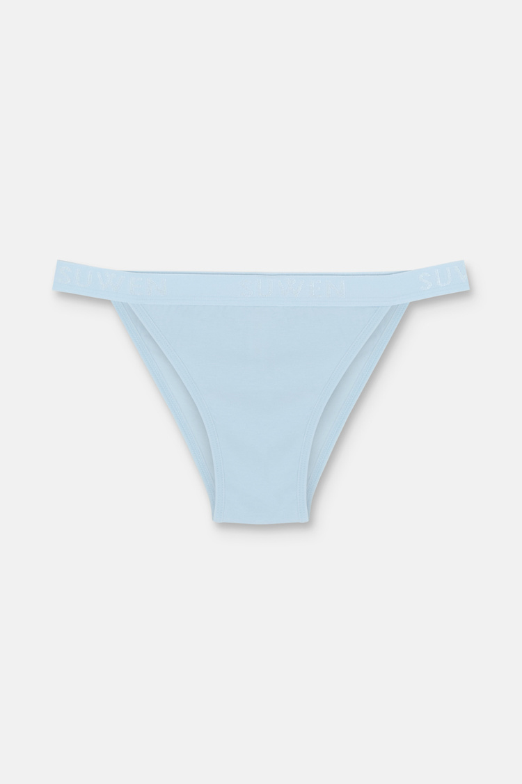 Lila / Lacivert / Mavi 3'lü Pamuklu Lastikli Normal Bel Slip Külot