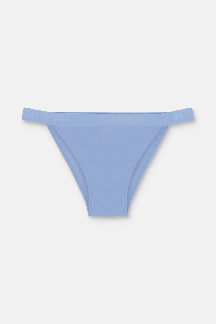 Lila / Lacivert / Mavi 3'lü Pamuklu Lastikli Normal Bel Slip Külot