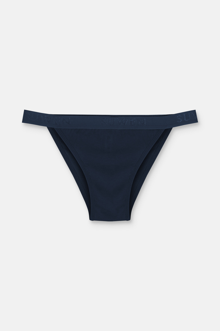 Lila / Lacivert / Mavi 3'lü Pamuklu Lastikli Normal Bel Slip Külot
