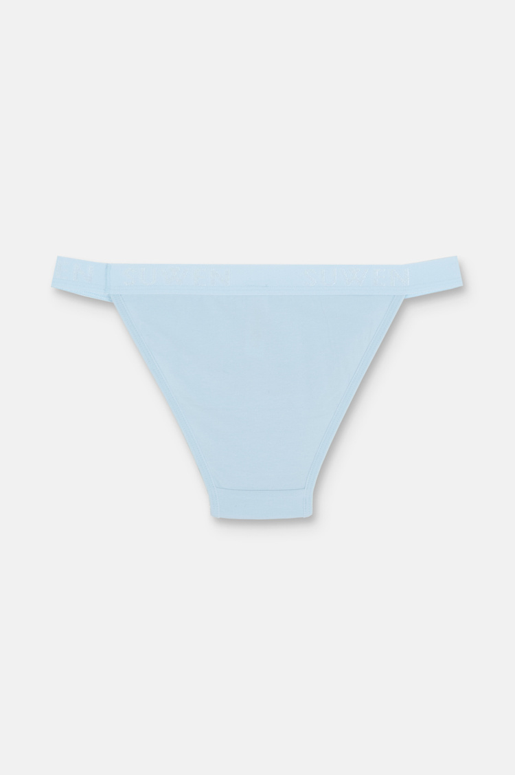 Lila / Lacivert / Mavi 3'lü Pamuklu Lastikli Normal Bel Slip Külot