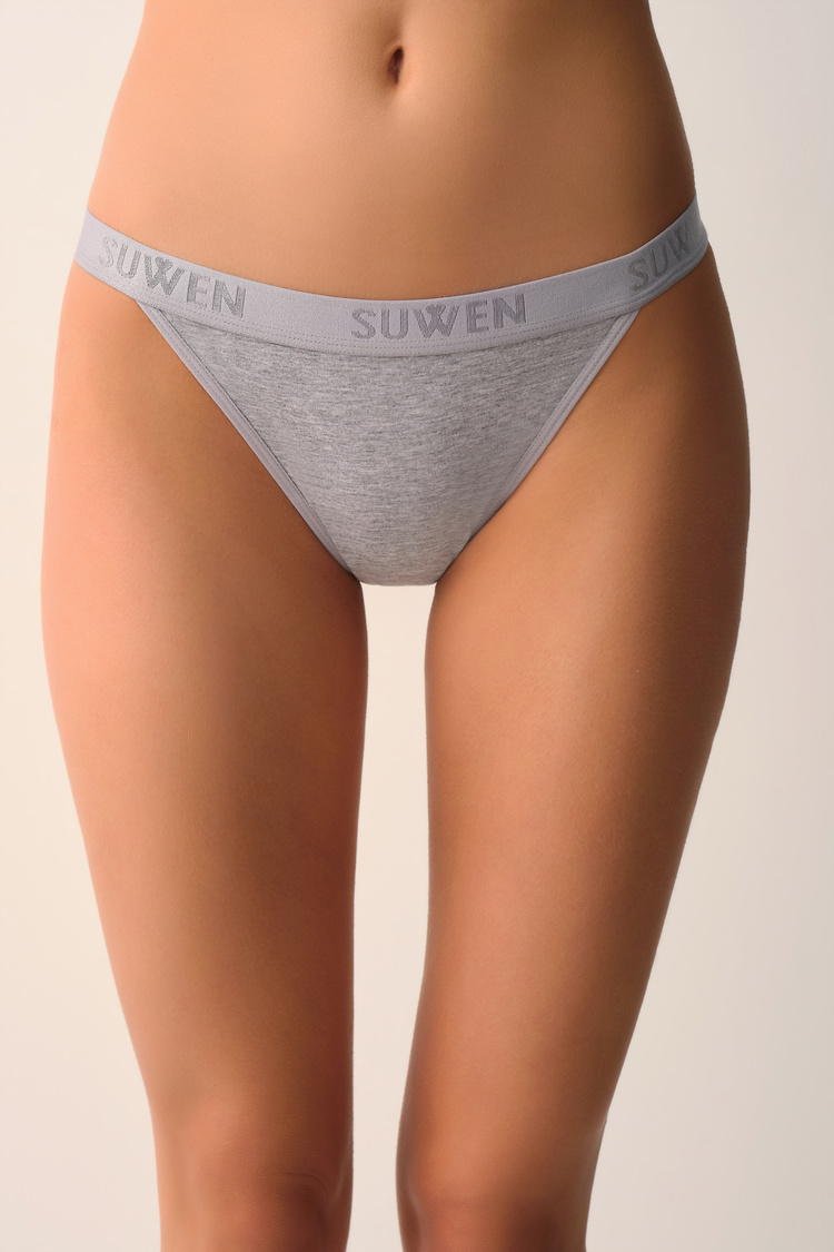 Siyah / Gri / Beyaz 3'lü Pamuklu Lastikli Normal Bel Slip Külot