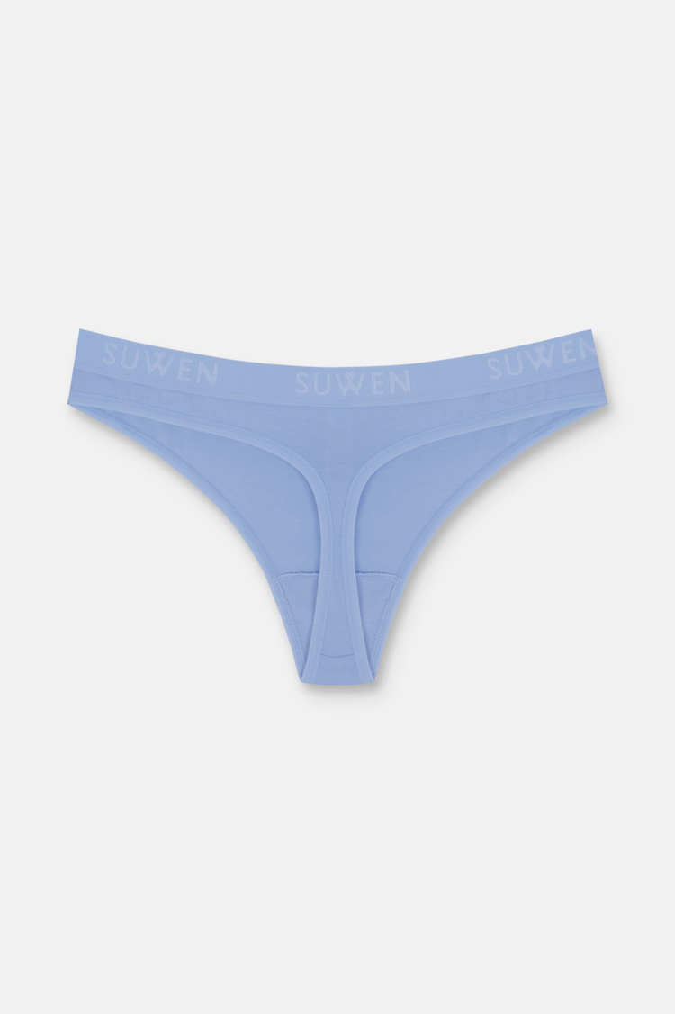 Lila / Lacivert / Mavi 3'lü Pamuklu Lastikli Normal Bel String Külot