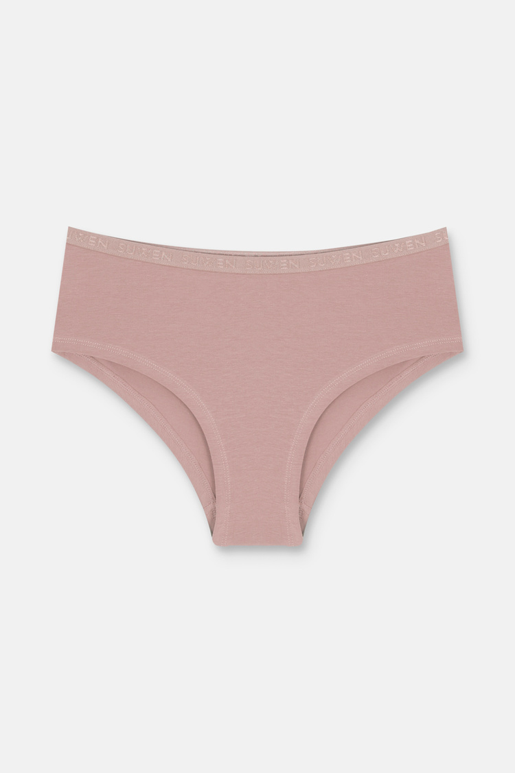 Mor / Pembe / Kahverengi 3'lü Pamuklu Lastikli Normal Bel Hipster Külot