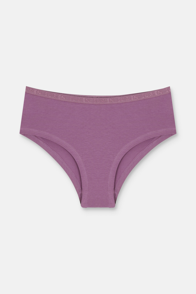 Mor / Pembe / Kahverengi 3'lü Pamuklu Lastikli Normal Bel Hipster Külot