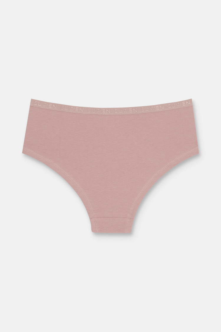 Mor / Pembe / Kahverengi 3'lü Pamuklu Lastikli Normal Bel Hipster Külot