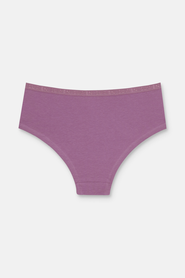 Mor / Pembe / Kahverengi 3'lü Pamuklu Lastikli Normal Bel Hipster Külot