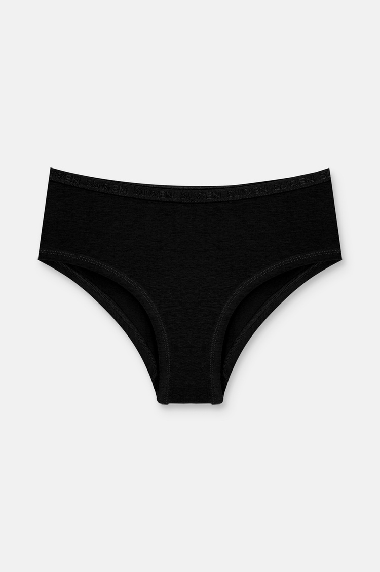 Siyah / Gri / Beyaz 3'lü Pamuklu Lastikli Normal Bel Hipster Külot