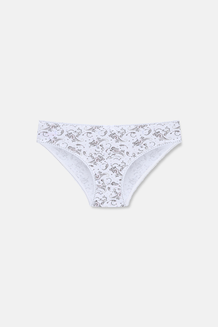 Kahverengi Desenli 3'lü Pamuklu Desenli Normal Bel Slip Külot