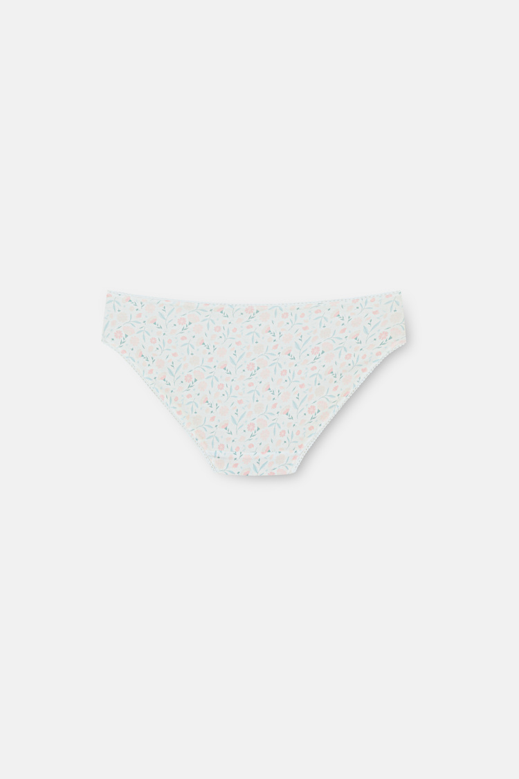 Çiçek Desenli 3'lü Pamuklu Desenli Normal Bel Slip Külot