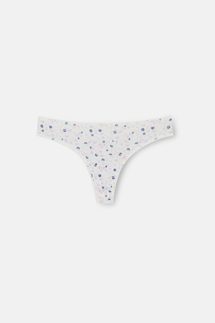 Bloomberry 3'lü Pamuklu Desenli Normal Bel String Külot