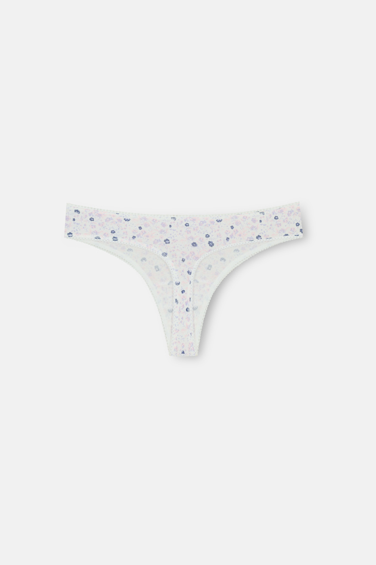 Bloomberry 3'lü Pamuklu Desenli Normal Bel String Külot