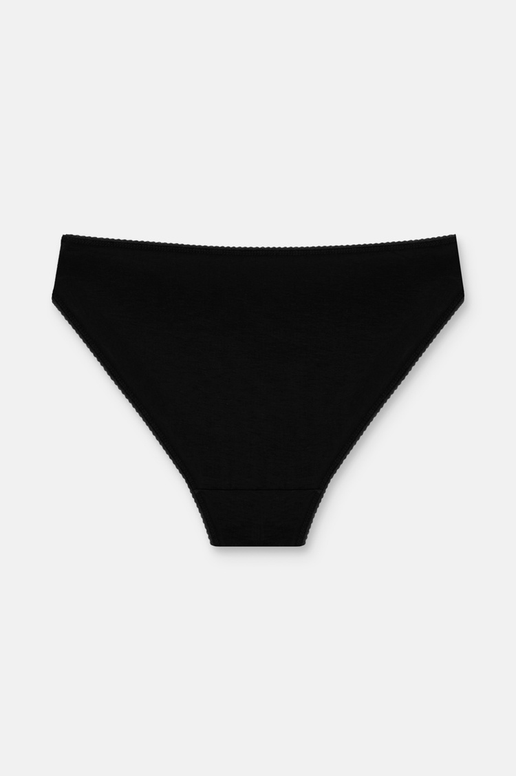 Siyah / Siyah / Ekru 3'lü Pamuklu Dantelli Normal Bel Slip Külot