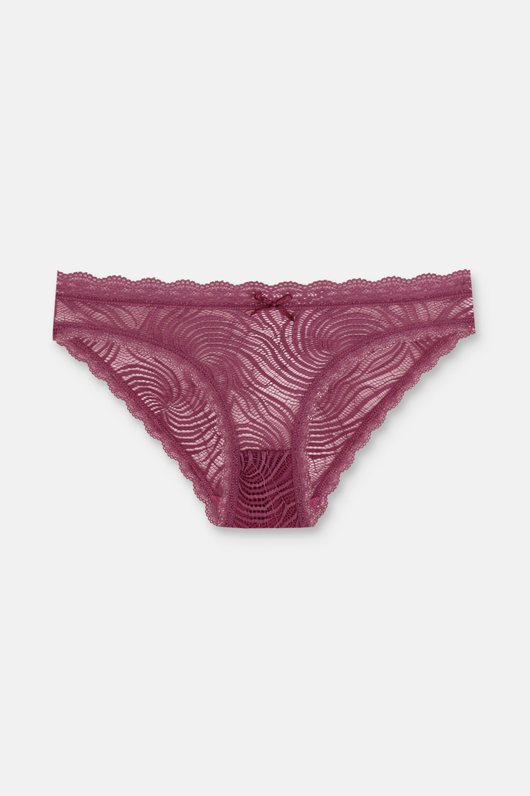 Yeşil / Bordo / Pembe 3'lü Dantelli Normal Bel Slip Külot