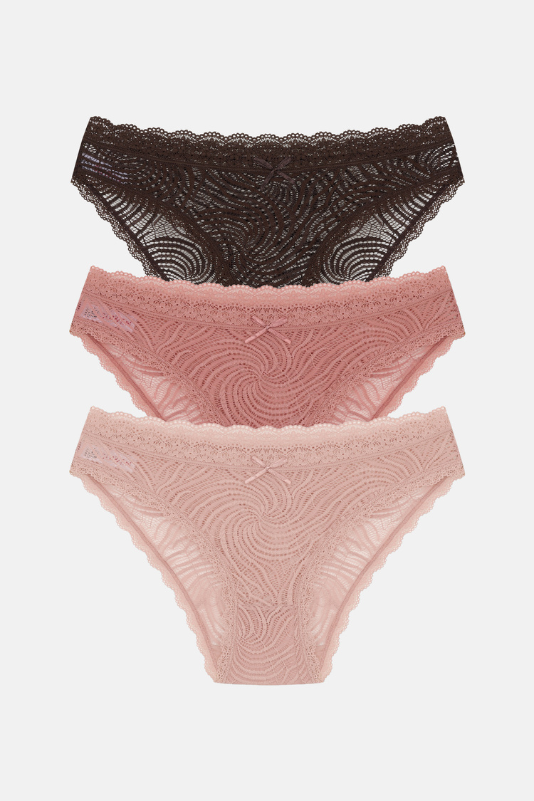 Nude / Brown / Pink 3 P Full Lace Slip