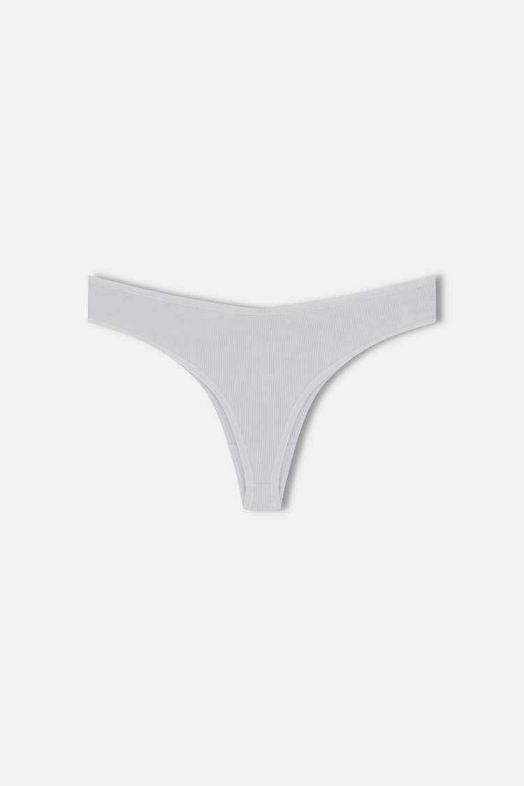 Siyah / Gri / Beyaz 3'lü Pamuklu V Kesim Rib String Külot