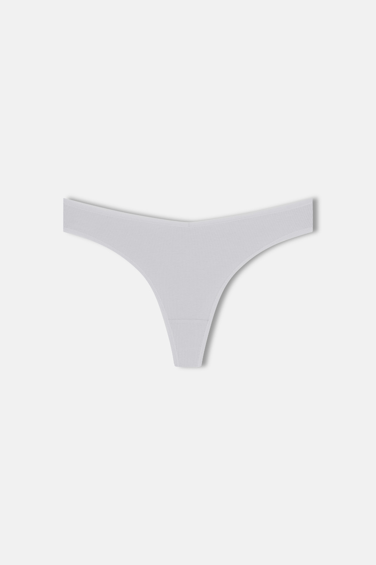 Siyah / Gri / Beyaz 3'lü Pamuklu V Kesim Rib String Külot