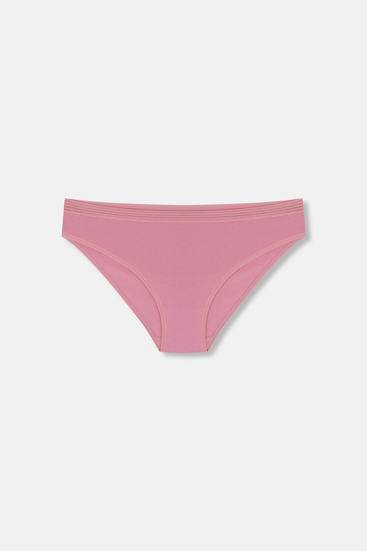 Ecru / Cappucino / Pink 3 P Cotton Trimlace Slip