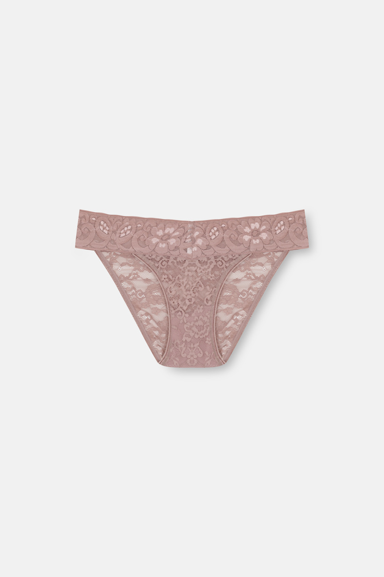 Siyah / Ekru / Ten 3'lü Dantelli Normal Bel Slip Külot