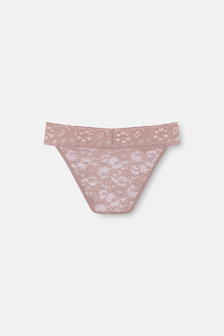 Siyah / Ekru / Ten 3'lü Dantelli Normal Bel Slip Külot