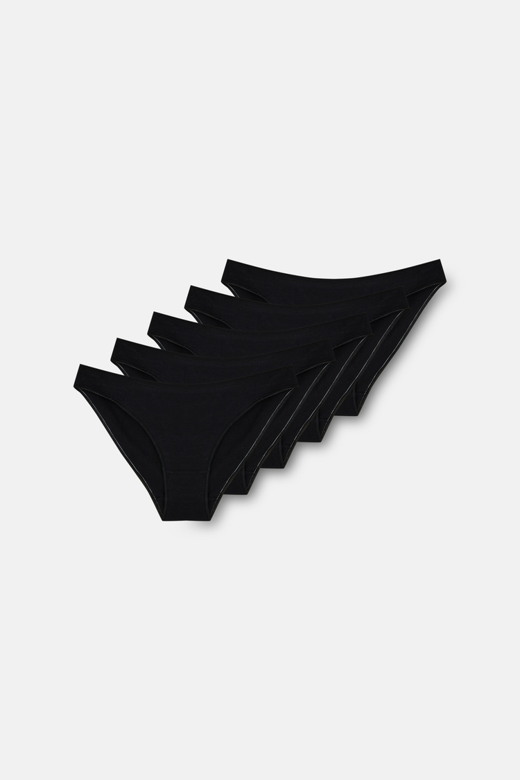Siyah 5'li Pamuklu Basic Slip Külot