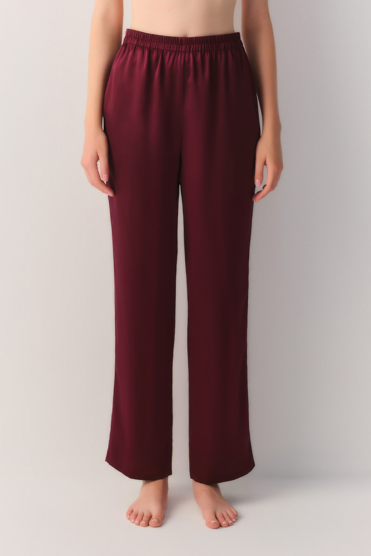 Bordo Silky İpek Pijama Altı
