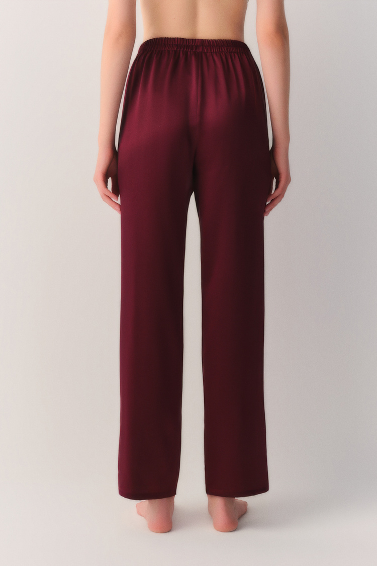 Bordo Silky İpek Pijama Altı