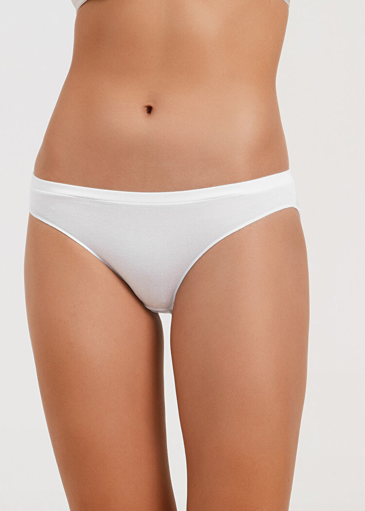 Ekru Soft Touch Yüksek Bel Slip Külot  