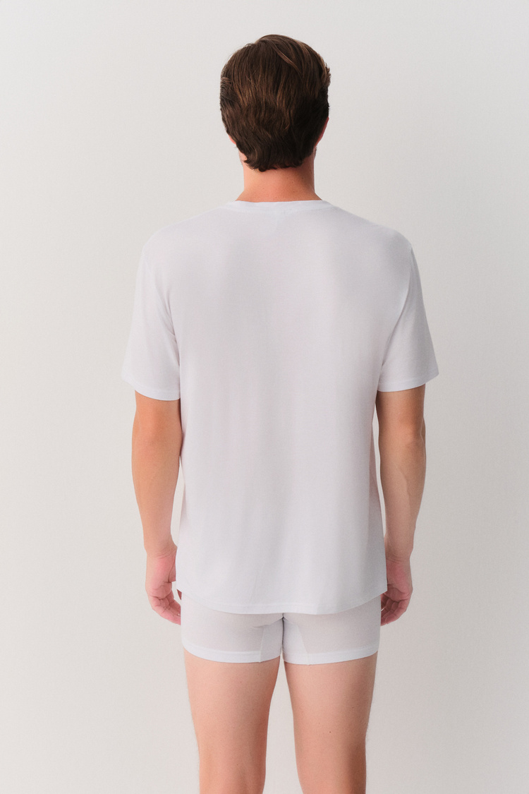 White Men Modal V Neck T-Shirt
